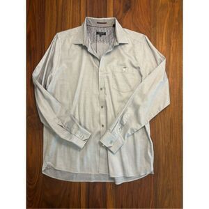 Ted Baker Men's Gray Collared Long Sleeve Cotton Button-Down Shirt Size 5